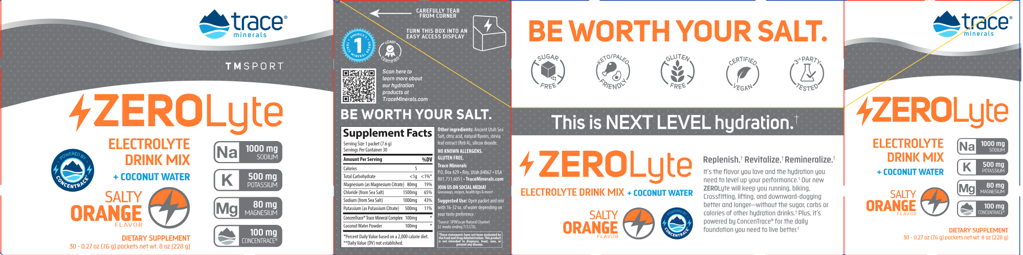 ZeroLyte (30 Packets)-Vitamins & Supplements-Trace Minerals-Salty Orange-Pine Street Clinic