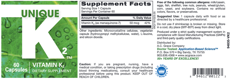 Unique Vitamin K2 (60 Capsules)