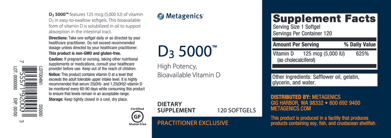 D3 5000 IU (120 Softgels)