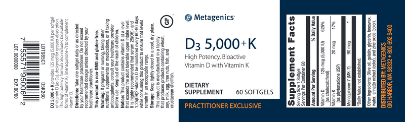 D3 5,000 + K (60 Softgels)