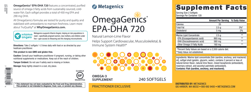 OmegaGenics EPA-DHA 720 (Lemon-Lime)