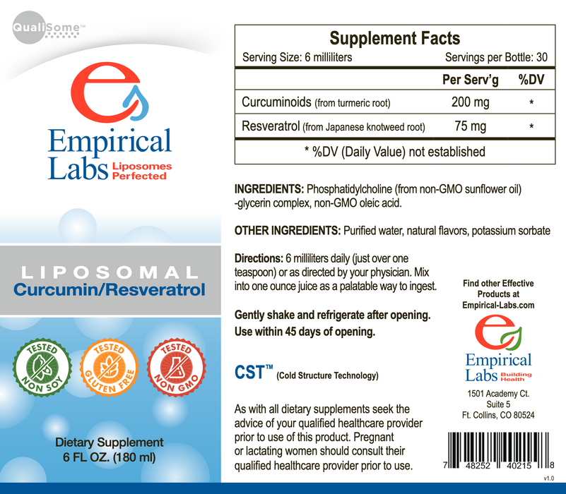 Liposomal Curcumin/Resveratrol (6 Ounces)-Vitamins & Supplements-Empirical Labs-Pine Street Clinic