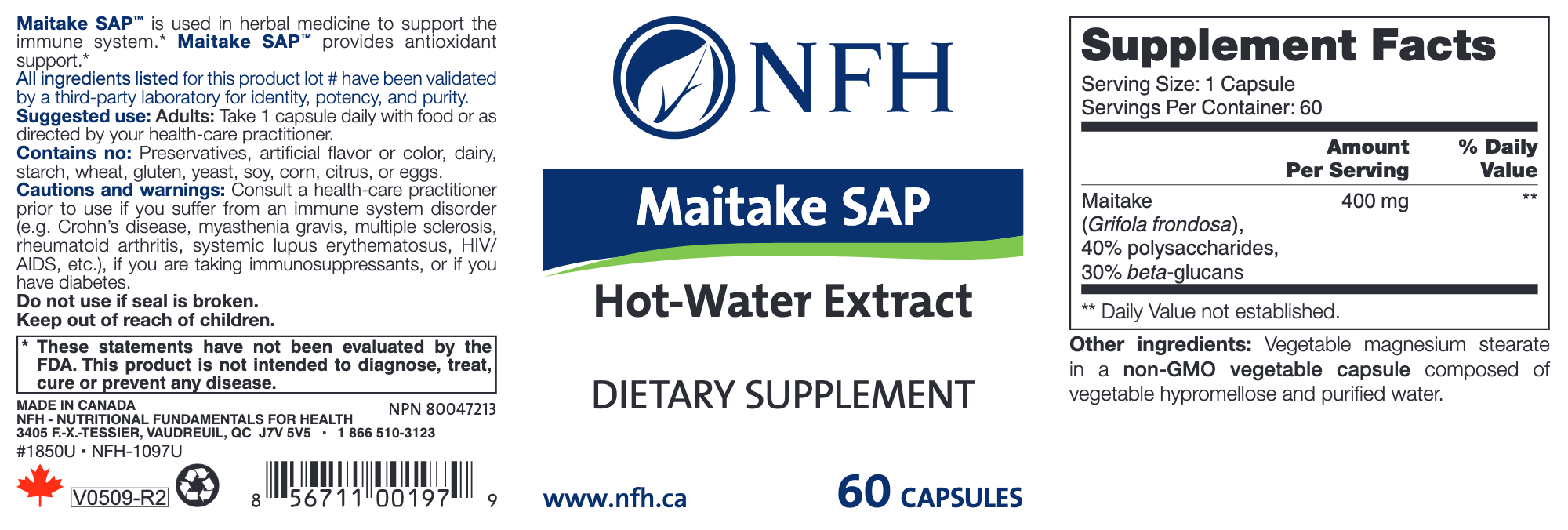 Maitake SAP (60 Capsules)-Vitamins & Supplements-Nutritional Fundamentals for Health (NFH)-Pine Street Clinic