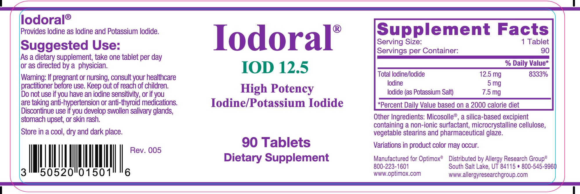 Iodoral (12.5 mg)-Vitamins & Supplements-Optimox-180 Tablets-Pine Street Clinic