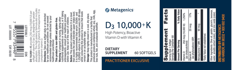 D3 10,000 + K (60 Softgels)