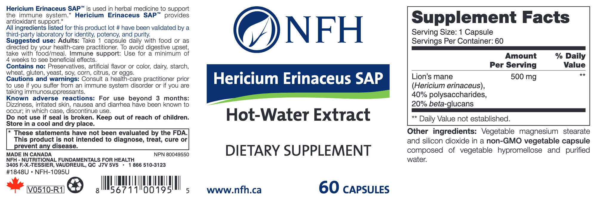 Hericium Erinaceus SAP (60 Capsules)-Vitamins & Supplements-Nutritional Fundamentals for Health (NFH)-Pine Street Clinic