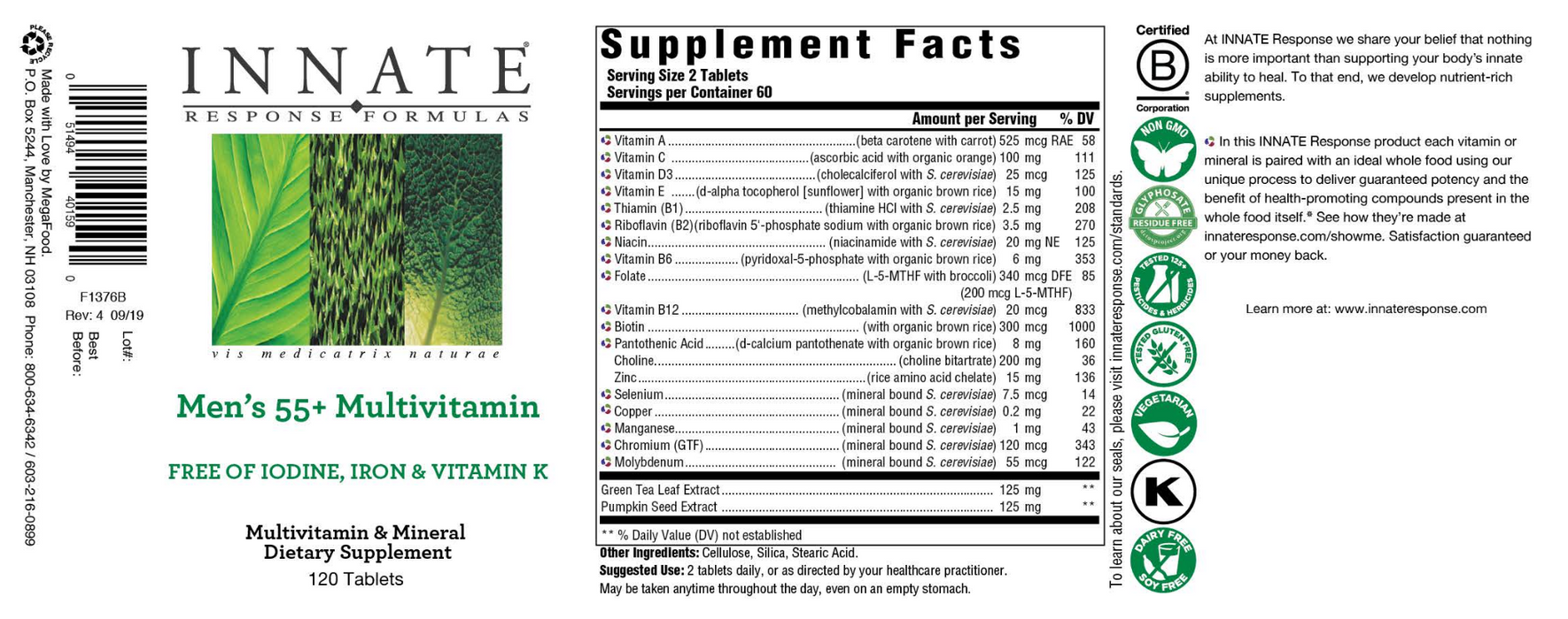 Men's 55+ Multivitamin (120 Tablets)-Vitamins & Supplements-Innate Response-Pine Street Clinic