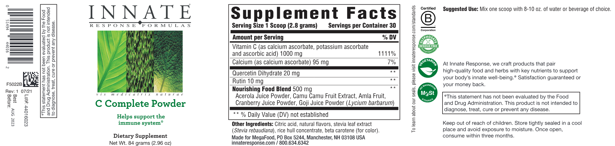 C Complete Powder (2.96 Ounces Powder)-Vitamins & Supplements-Innate Response-Pine Street Clinic