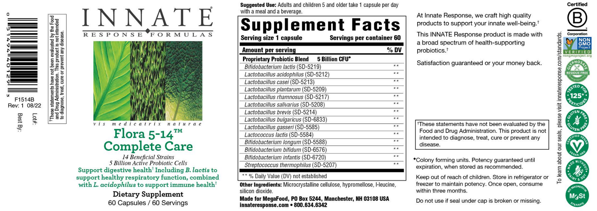 Flora 5-14 Complete Care (60 Capsules)-Vitamins & Supplements-Innate Response-Pine Street Clinic