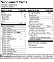 EssentiaGreens and Reds stick packs supplement facts