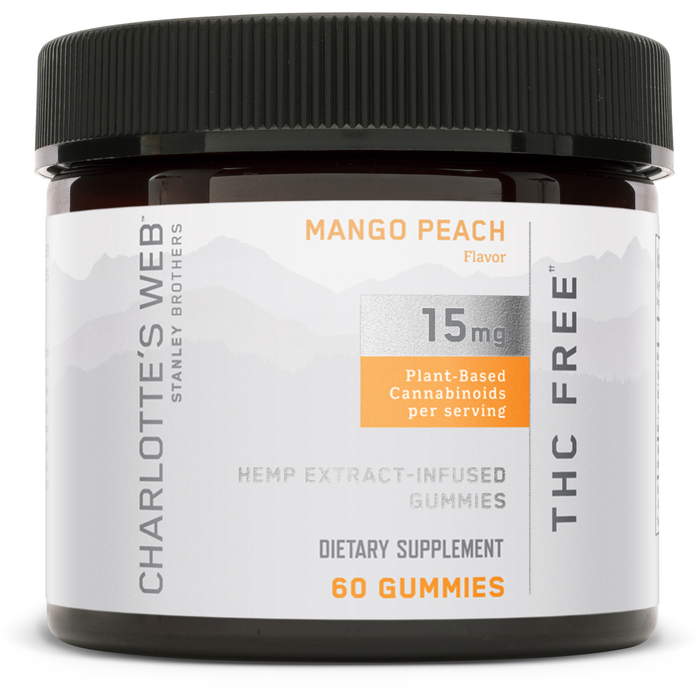 Hemp Extract-Infused Gummies (THC-Free) (15 mg) (Mango Peach Flavor) (60 Gummies)-Vitamins & Supplements-Charlotte's Web-Pine Street Clinic