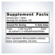 FolaPro (120 Tablets) — Supplement Facts