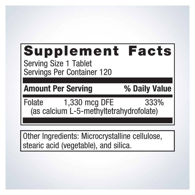 FolaPro (120 Tablets) — Supplement Facts