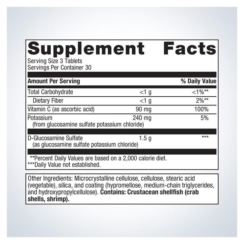 Glucosamine Sulfate (90 Tablets) — Supplement Facts