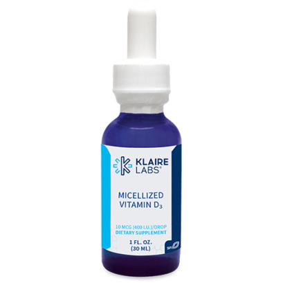 Micellized Vitamin D3 Liquid (10mcg) (1 fl oz) (30 mL)-Vitamins & Supplements-Klaire Labs - SFI Health-Pine Street Clinic