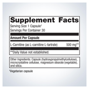 L-Carnitine (30 Capsules) — Supplement Facts