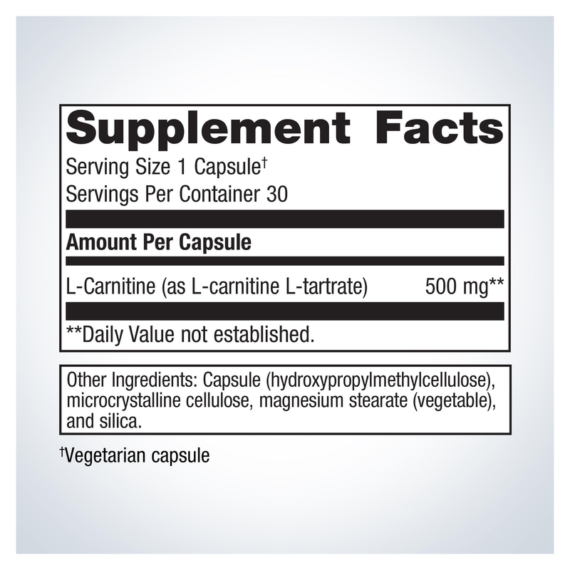 L-Carnitine (30 Capsules) — Supplement Facts