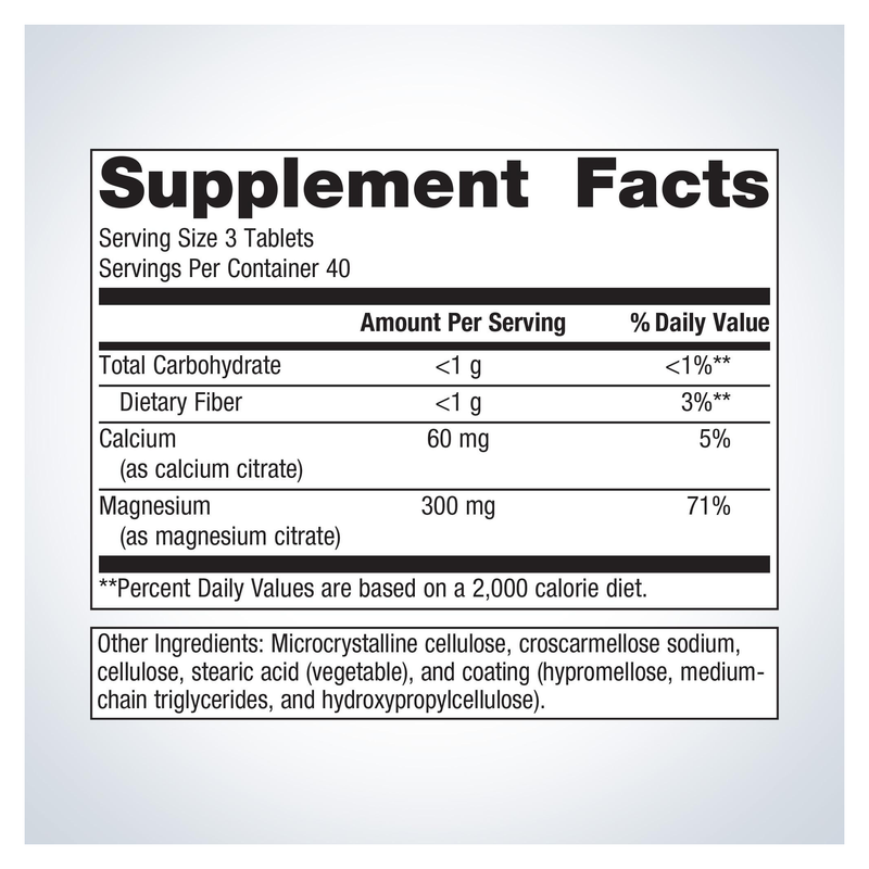 Magnesium Citrate (120 Tablets) — Supplement Facts