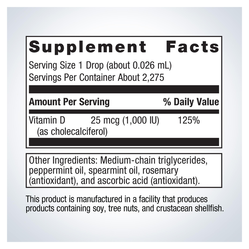 MetaKids D3 Liquid (59 ml) — Supplement Facts