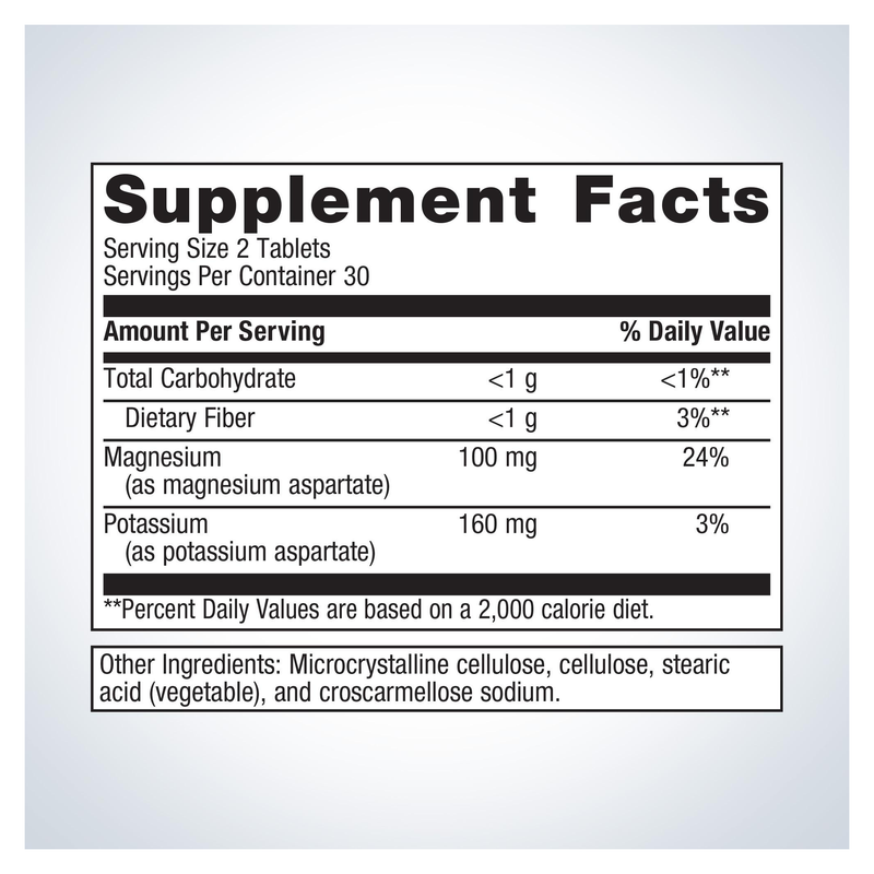 Mg/K Aspartate (60 Tablets) — Supplement Facts