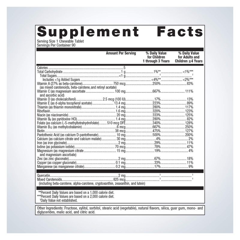 Multigenics Chewable Multivitamin (Outrageous Orange) (90 Chewables) — Supplement Facts