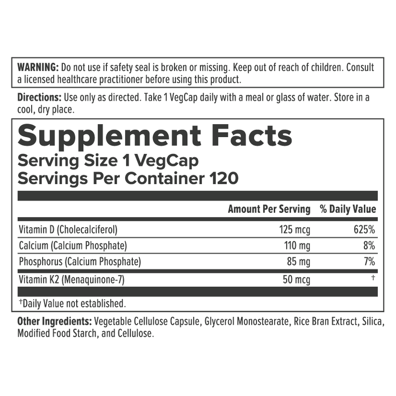 Vitamin D3 & K2 (120 Capsules)