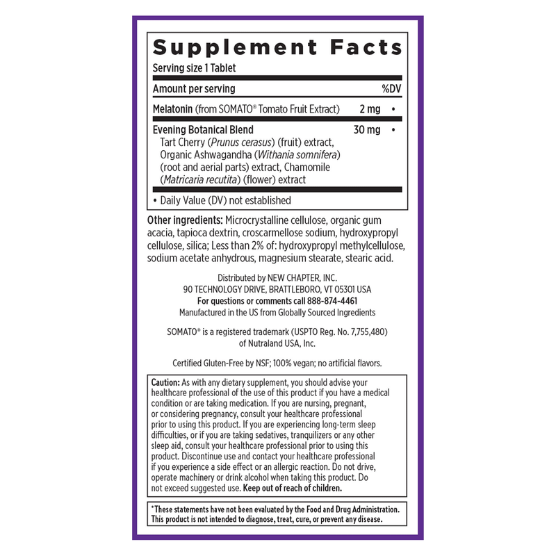 Plant Melatonin + Tart Cherry & Ashwagandha Tablets (30 Tablets)
