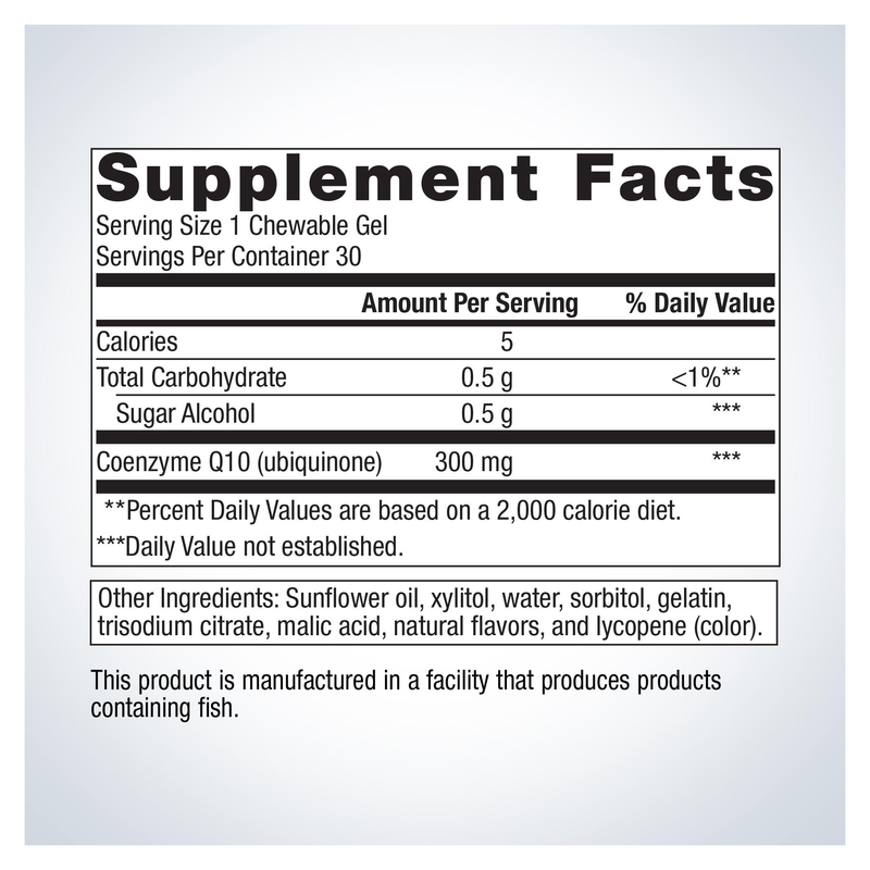 NutraGems CoQ10 300 mg (30 Chewables) — Supplement Facts