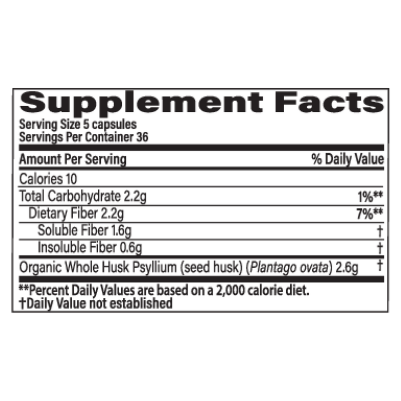 Organic Psyllium Fiber (180 Capsules)