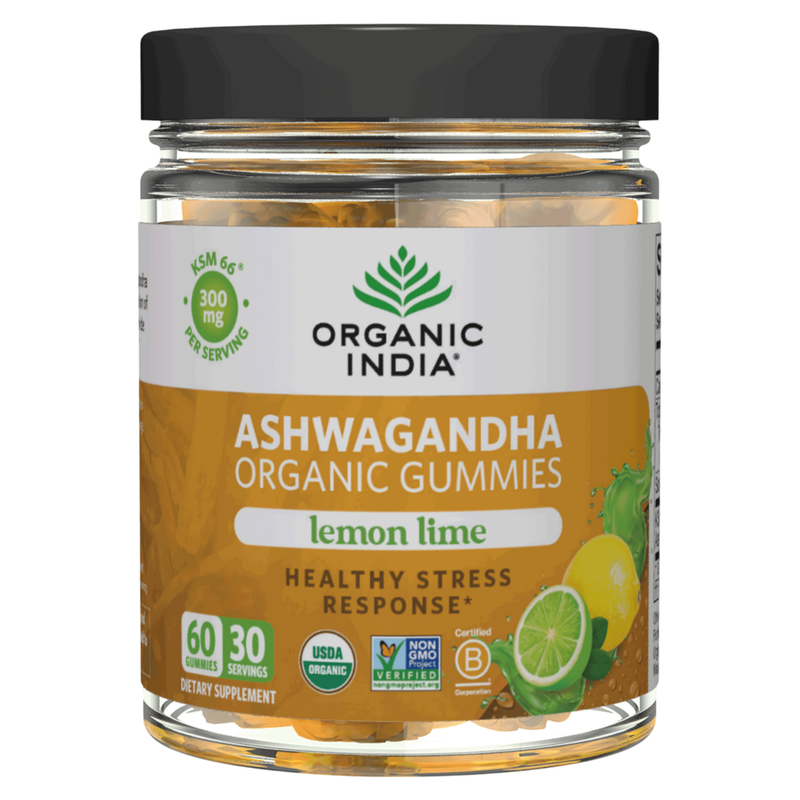 Organic Ashwagandha Gummies, Lemon Lime (60 Gummies)