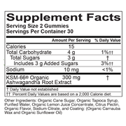 Organic Ashwagandha Gummies, Lemon Lime (60 Gummies)
