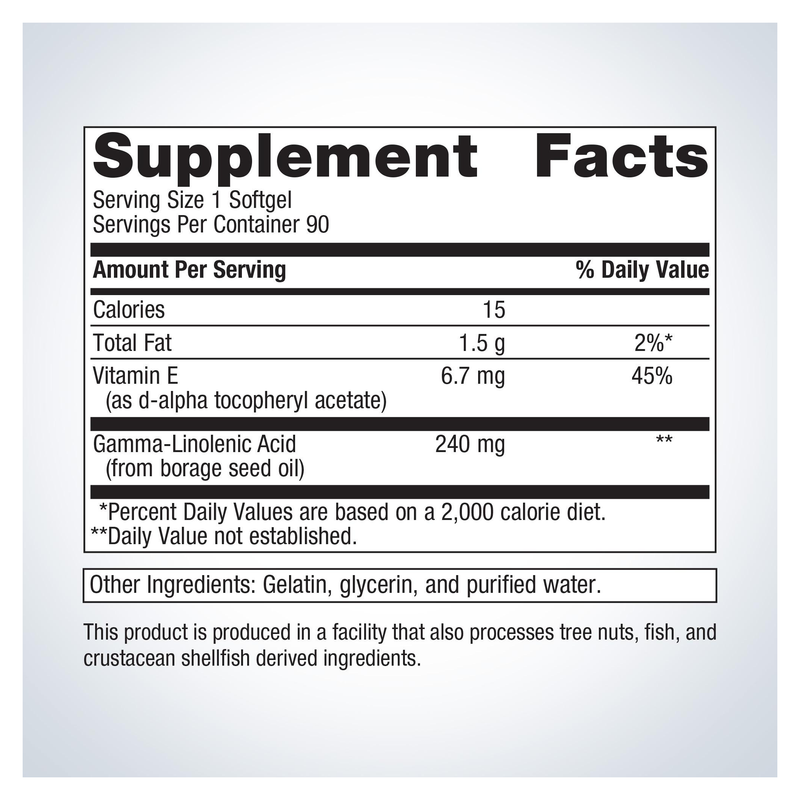 OmegaGenics Borage Seed GLA Oil 240 mg (90 Softgels) — Supplement Facts