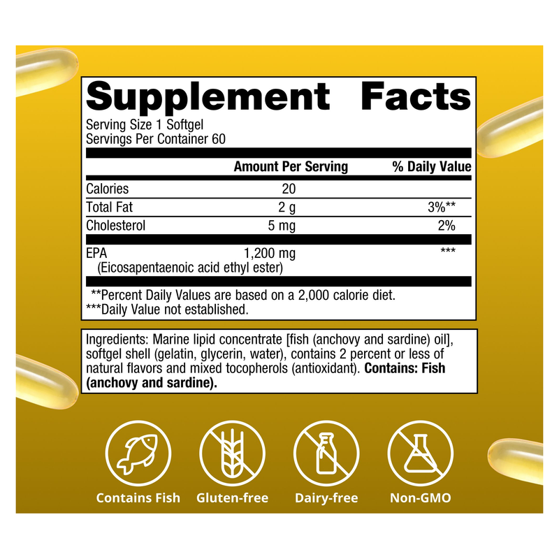 OmegaGenics Fish Oil EPA 1200 mg (90 Softgels) — Supplement Facts