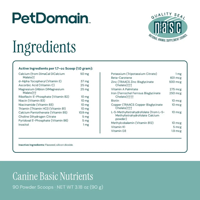 Canine Basic Nutrients Powder - Supplement Facts