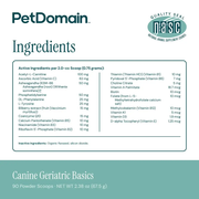 Canine Geriatric Basics - Supplement Facts (Powder)