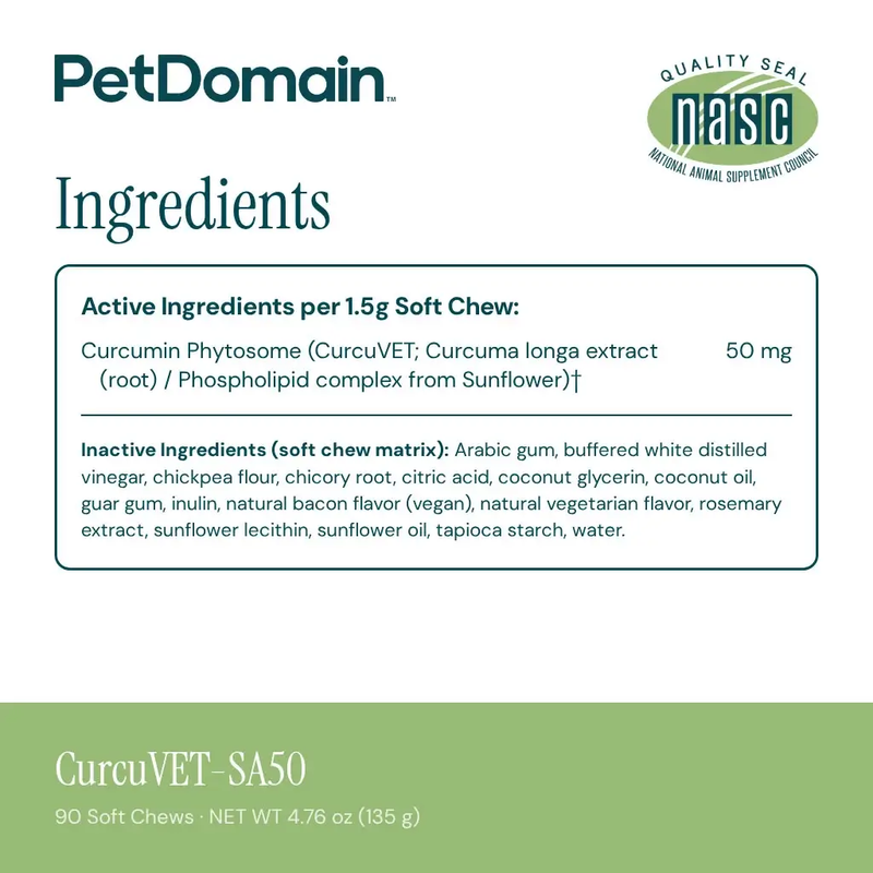 CurcuVET-SA50 (Curcumin Phytosome) (90 Soft Chews) - Supplement Facts