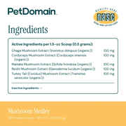 Mushroom Medley (60 Grams) - Supplement Facts