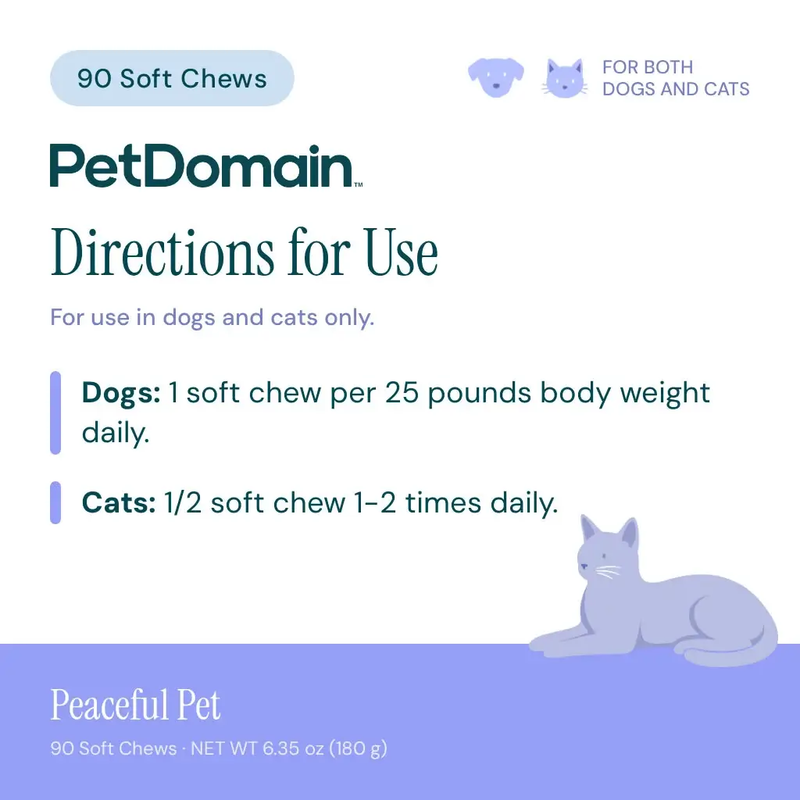 Peaceful Pet (90 Chewables) - Directions for Use