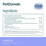 Peaceful Pet (90 Chewables) - Supplement Facts