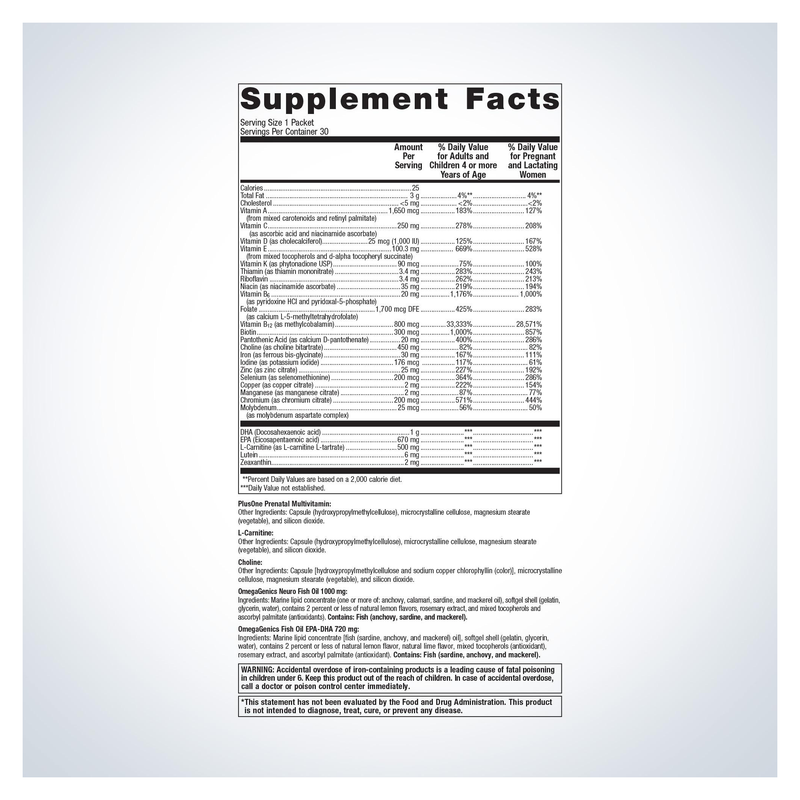 PlusOne Prenatal Daily Packs (30 Packets) — Supplement Facts