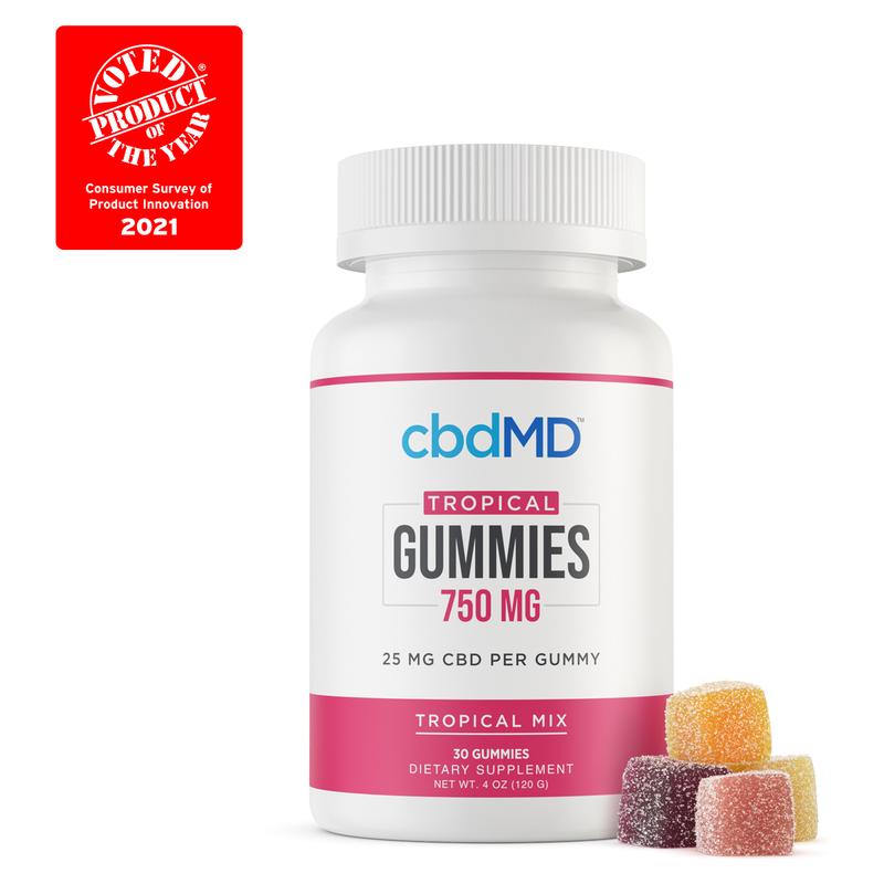 Broad Spectrum CBD Gummies (Tropical Mix) - Front (750 mg)