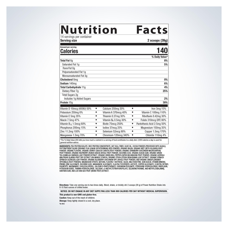 Power Nutrition Shake — Supplement Facts