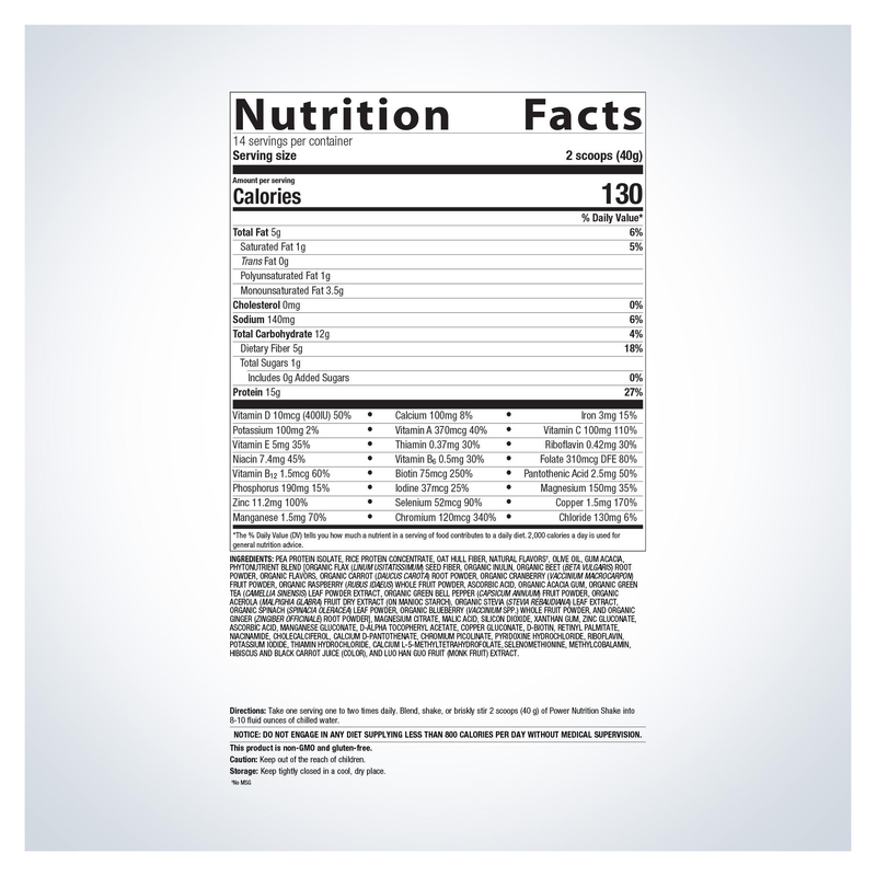 Power Nutrition Shake — Supplement Facts