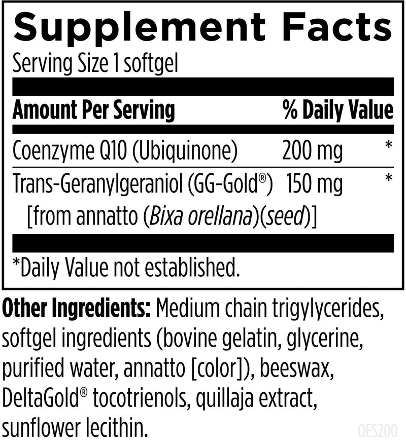Q-Evail 200 Synergy (60 Softgels) Supplement Facts