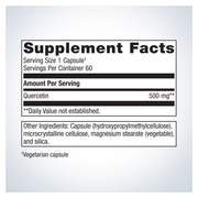 Quercetin 500 mg (60 Capsules) — Supplement Facts