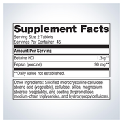 SpectraZyme Betaine HCI + Pepsin — Supplement Facts