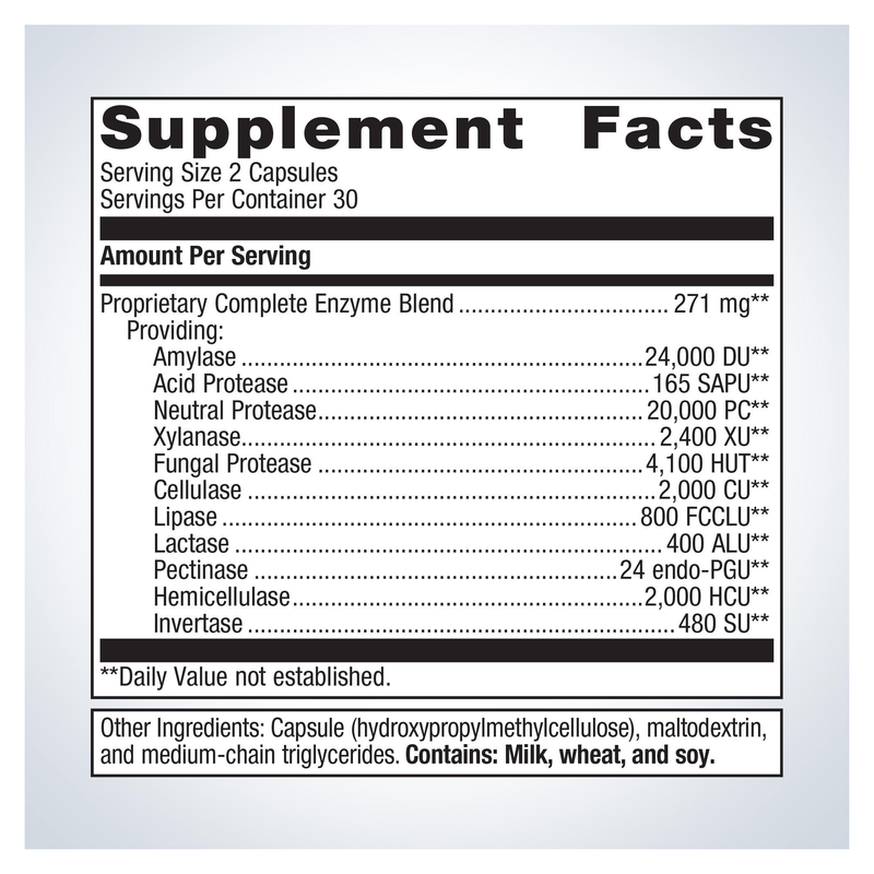 SpectraZyme Complete Enzymes — Supplement Facts