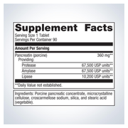SpectraZyme Pancreatic Enzymes — Supplement Facts