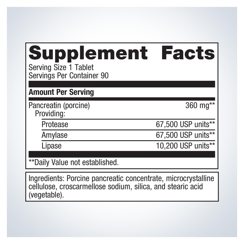 SpectraZyme Pancreatic Enzymes — Supplement Facts