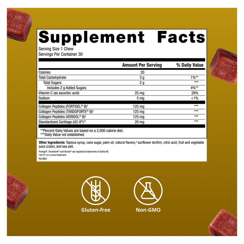 StayStrong+ 4-in-1 Collagen Chews (Berry) (30 Soft) — Supplement Facts